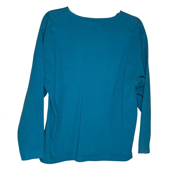 Vintage 80s Nuovo Teal Western Embroidered Metal Bitton Top Size Medium - Picture 3 of 7